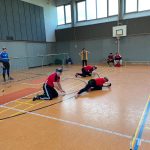 Spielszene vom Goalball-Spieltag der zweiten Bundesliga in Augsburg im November 2025