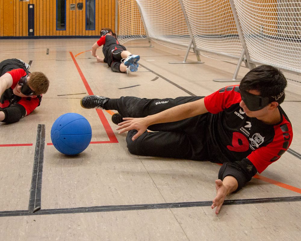 Goalball-Spielzszene der SSG-Blista Goalball Spielszene
